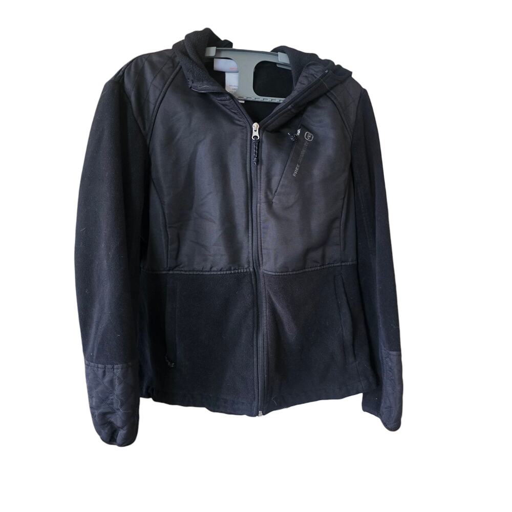 Free Country Size L Women's Zip Pockets Hooded Jacket Quilted Shoulder/Sleeve